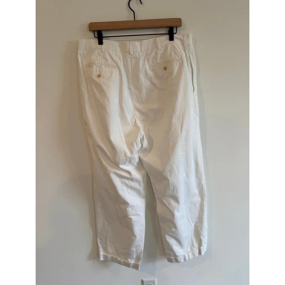 Polo Ralph Lauren Mens White Pleated Chino Pants Straight Leg Cotton 38X34